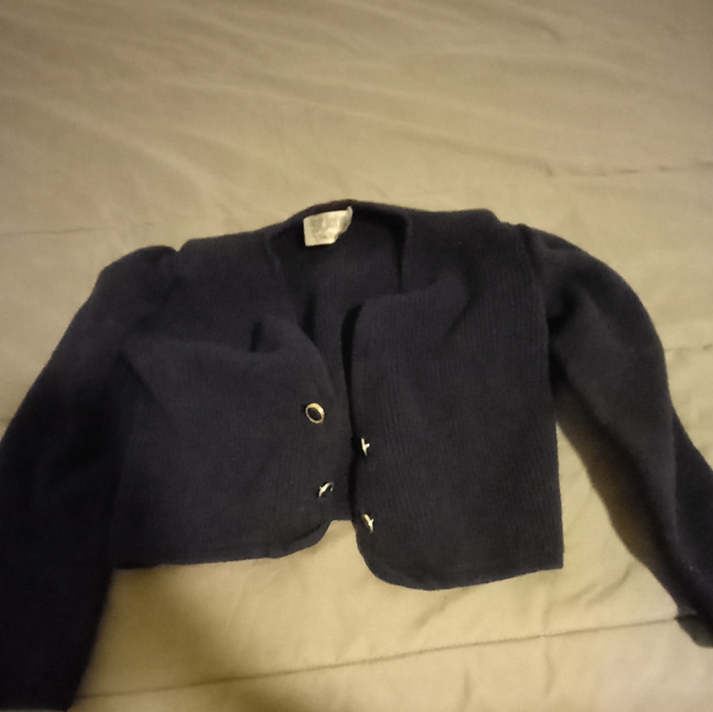 St John Navy Cropped Cardigan XS